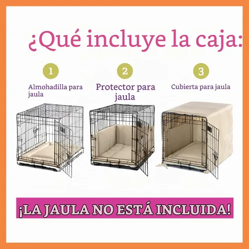 Vista 2 de Pet Dreams El juego de 3 piezas incluye funda para jaula de perro, alfombrilla para perro y almohadilla protectora. Ropa de cama lavable para Gris