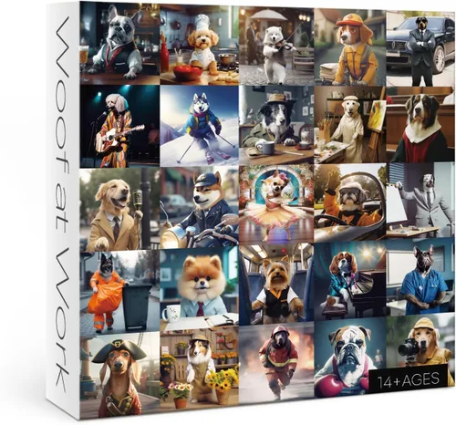 Vista 8 de Rompecabezas divertidos de cachorros para adultos, 1000 piezas, rompecabezas de animales de perro, rompecabezas de arte imposible, difícil, difícil