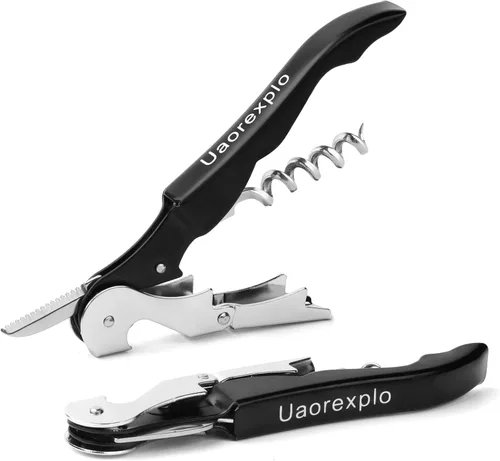 Vista 7 de Abrevino profesional resistente, llave de vino compacta y plegable, sacacorchos de acero inoxidable resistente, doble bisagra, cortador de lámina