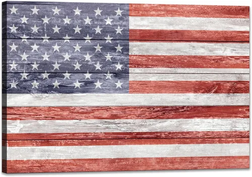 Vista 9 de SKASNFAI Arte rústico de pared con bandera estadounidense motivacional patriótica de Estados Unidos, pósteres de lienzo para sala de estar, imagen