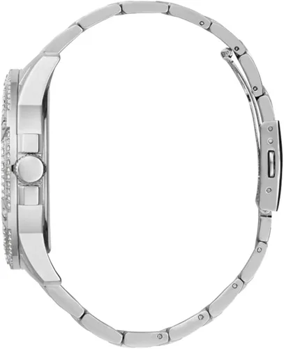 Vista 3 de GUESS US - Reloj de corte con diamantes de imitación plateados para hombre, plateado