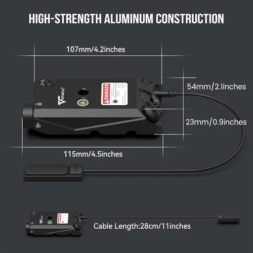 Vista 6 de VOTATU V840 Combo de luz láser, linterna láser verde/IR de 1500 lm para rifle AR, doble láser de una salida, combo de linterna láser con interruptor
