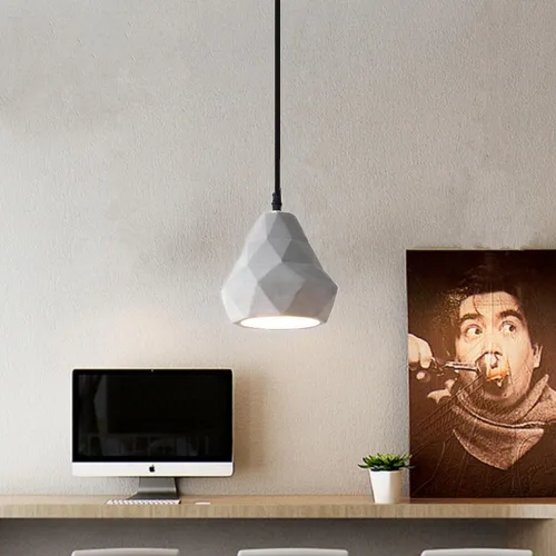Vista 5 de Lámpara colgante de hormigón industrial para isla de cocina moderna Iluminación colgante de techo altura ajustable E27/E26 sockets araña