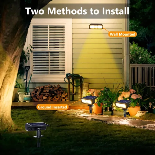 Vista 5 de Toodour Foco solar para exteriores, paquete de 2 luces solares para exteriores con 2 modos, luces de inundación impermeables alimentadas por energía