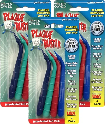 Vista 10 de Plaque Buster Púa interdental suave, estimulador de encías y removedor de placa, fabricado en Estados Unidos, para salud bucal y encías saludables