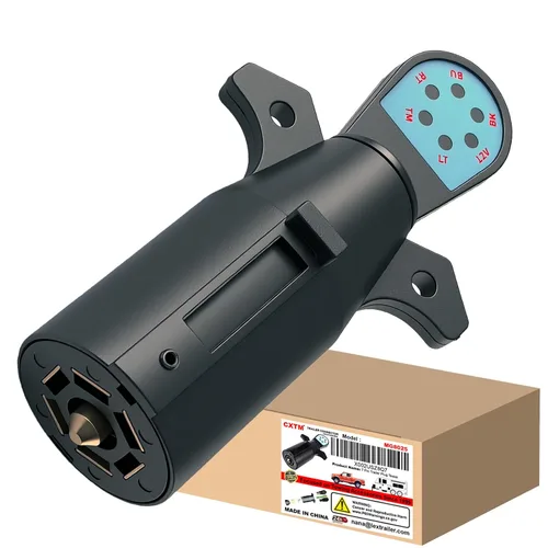Vista 9 de Probador de luz de remolque de 7 pines, probador de enchufe de remolque de 7 vías, probador de cableado de 7 vías con luces LED, conector de RV