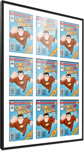 Vista 33 de Poster Palooza Marco de cómic con paspartú para 1 cómic de la Edad de Bronce publicado entre 1970 y 1985, marco de cómic negro para cómic de 7.25 x