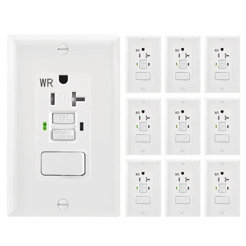 Vista 9 de Wengart Paquete de 2 interruptores de salida GFCI de 15 amperios, interruptor de circuito de falla a tierra de 125 V con interruptor basculante