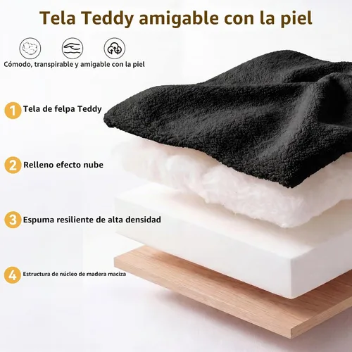 Vista 7 de FOXHUNTER Silla de tocador de gran tamaño con ruedas, silla de oficina Negro