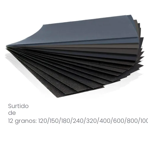 Vista 2 de HSYMQ Paquete de variedad de papel de lija de 24 piezas, 12 granos surtidos para lijado de madera y metal, papel de lija para uso húmedo y seco