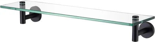 Vista 8 de KES Estante de baño de vidrio con vidrio templado de 8 mm de grosor y soportes negros mate de acero inoxidable SUS 304 de 20 pulgadas, organizador
