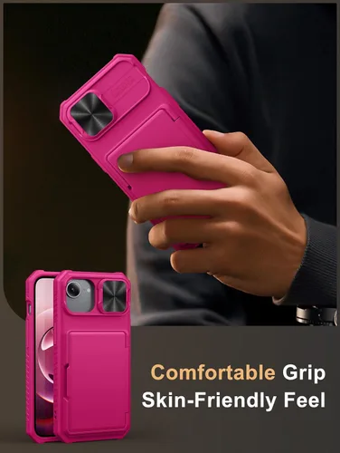 Vista 5 de Vihibii Funda tipo cartera para iPhone 16e / SE4 con tarjetero (4 tarjetas) [bloqueo RFID] y cubierta de cámara deslizante y bordes elevados