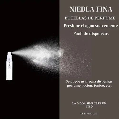 Vista 5 de Mini botella de aerosol, 100 unidades de 0.1 fl oz, de plástico transparente, recipientes vacíos de muestra, perfume de niebla fina, botella