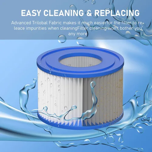 Vista 4 de Cartucho de filtro para bañera de hidromasaje tipo VI compatible con bomba de piscina Lay-Z-Spa, Coleman SaluSpa 90352E, 58323E, 58323 (paquete de 8)