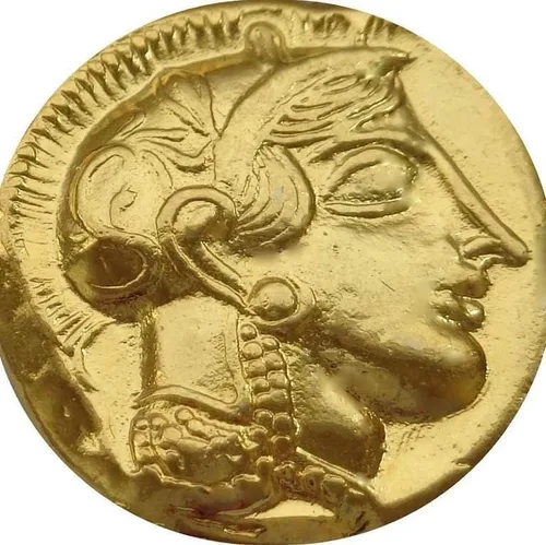 Vista 3 de Atenea y búho, famoso colgante y cadena de monedas griegas antiguas, diosa de la sabiduría, "Marca de Atenea" mitología griega G, Acero inoxidable