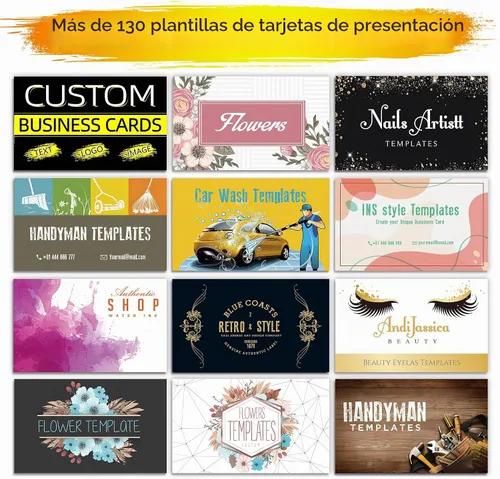 Vista 2 de Tarjetas de visita personalizadas con tu logo, personalizables 100 piezas de impresión de doble cara, personalizadas para pequeñas tarjetas de 300