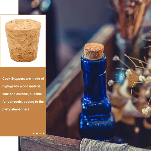 Vista 6 de Zerodeko Tapones de corcho, 30 tapones de corcho, corchos de madera suave natural, corcho cónico, tapón de sellado de botella de cerveza para vino