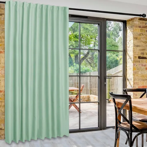 Vista 93 de DWCN Cortina opaca divisora de privacidad para puerta corrediza de patio, cortinas térmicas extra anchas con pestaña trasera y bolsillo para barra