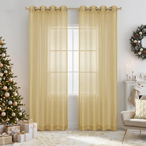 Vista 9 de KOUFALL Cortinas traslúcidas negras de 45 pulgadas de largo para ventanas de sótano, juego de 2 paneles con ojales, cortinas cortas Negro