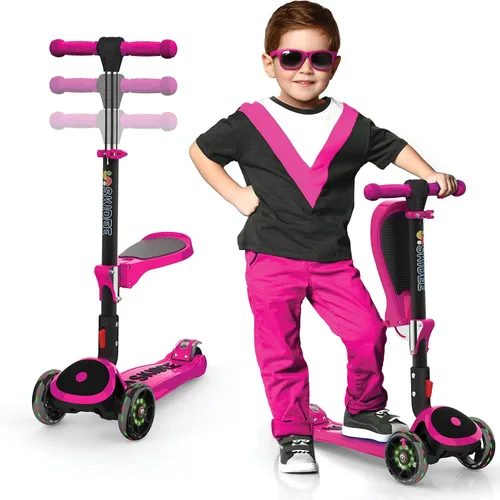 Vista 13 de SKIDEE Kick Scooter for Kids Ages 3-5 Foldable 3 Wheel Scooter with Lean-to-Steer, Adjustable Height, Removable Seat & LED Light Wheels Toddler