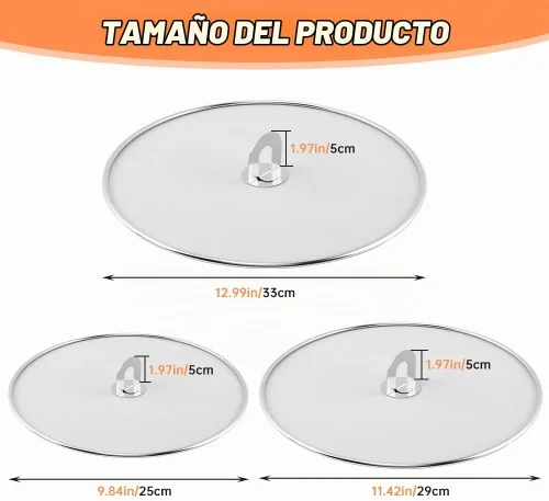 Vista 2 de Pantalla contra salpicaduras para sartén, juego de 3 protectores de grasa