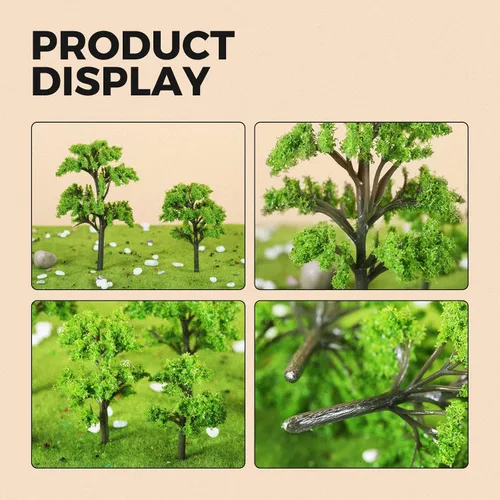 Vista 4 de Yetaha 20 piezas de árboles modelo en miniatura, modelo de adorno de plantas pequeñas, arbustos pequeños para hadas, jardín, tren, paisaje