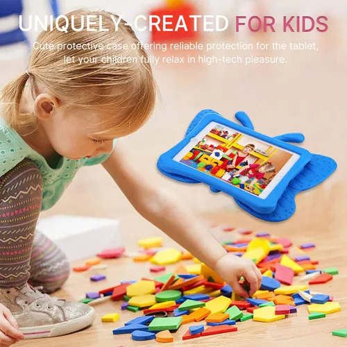 Vista 3 de Simicoo Funda de mariposa 3D para iPad 10.2 9 8 7 niños con soporte Lite de espuma EVA a prueba de golpes resistente funda para tableta para niñas
