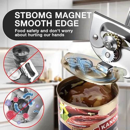 Vista 5 de Abrelatas comercial manual resistente con imán Extra Long Handles,Ergonomic Design Large Handheld Open Easy for Big Cans,Home Kitchens,Seniors &