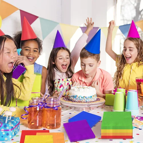 Vista 7 de Whaline Servilletas de papel de cóctel multicolor arcoíris de 2 capas para decoración de fiestas, 120