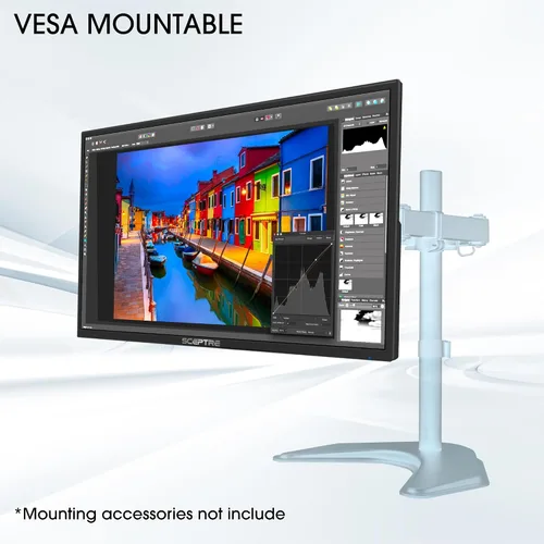 Vista 7 de Sceptre 22 pulgadas 1080p LED Monitor HDMI x2 VGA 99% sRGB montaje en pared listo altavoces integrados, negro máquina (serie E22)