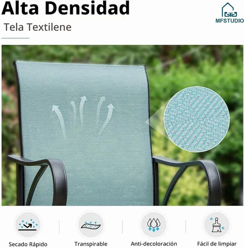 Vista 3 de MFSTUDIO - Juego de 4 taburetes giratorios para exteriores, color azul turquesa
