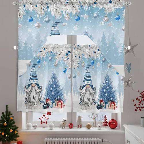Vista 10 de Árbol de Navidad, cenefa de cocina, cenefa con bolsillo para barra, paneles de cortina para dormitorio, sala de estar, baño, cafetería, ventanas