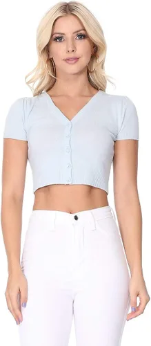 Vista 3 de YEMAK - Chaqueta de mujer de manga corta con botones recortados (S-4X)