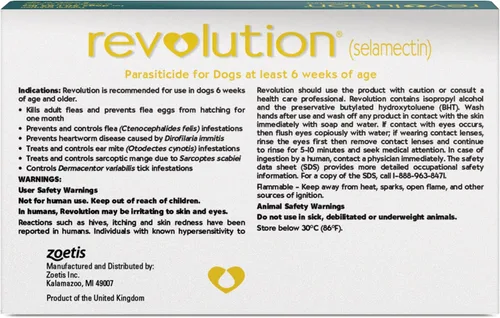 Vista 2 de Revolution Solución tópica para perros, 40.1-85 libras, suministro para 6