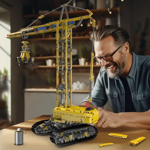 Vista 5 de Mould King Kit de bloques de construcción de grúa torre con tecnología 17059, juguetes de grúa de control remoto con aplicación, juego de bloques