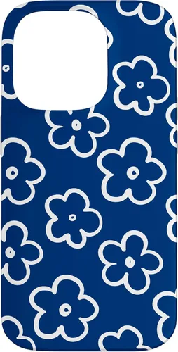Vista 17 de Lindo patrón de flores silvestres azul marino y blanco floral caso para iPhone 17