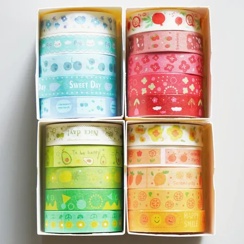 Vista 6 de Caja de almacenamiento de cinta Washi, caja de plástico con 6 compartimentos y ranuras de rejilla para joyería, herramienta de cuentas para cinta