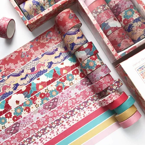Vista 9 de Vilihkc Washi Tape - Juego de 12 rollos de cinta adhesiva decorativa Washi para manualidades, niños, álbumes de recortes, diario de viñas, envoltura