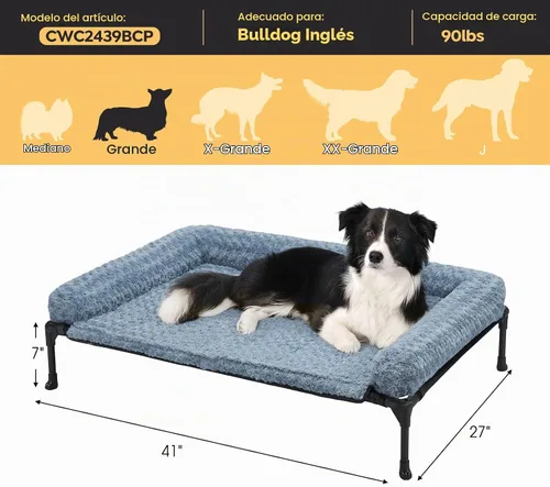 Vista 5 de Veehoo Cama elevada ortopédica para perro con cojín extraíble de felpa de rosa, 41 x 27 pulgadas, cama lavable para perro, cuna elevada