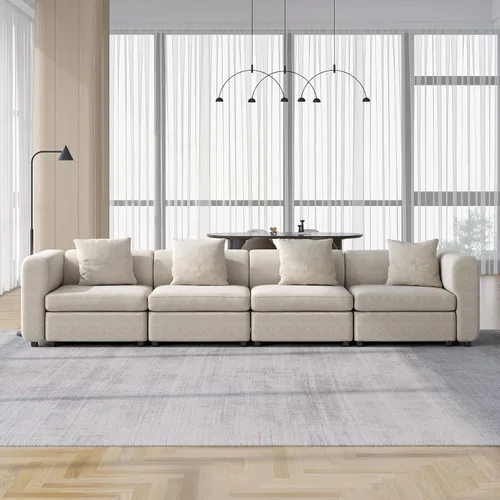 Vista 22 de Guyii Sofá Seccional de Terciopelo, Sofá Loveseat Moderno de Gran Tamaño con 2 Almohadas, Sofá Convertible de 81.88 pulgadas de Largo con Cojines