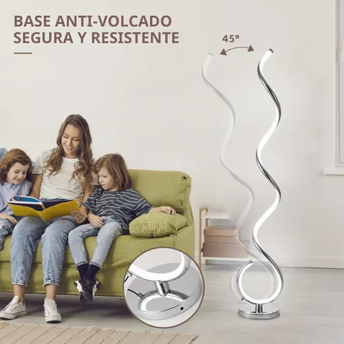 Vista 8 de Lámpara de pie LED en espiral para sala de estar, lámparas de pie modernas de 40 W con control remoto, 3 colores sin escalones, regulable, lámpara