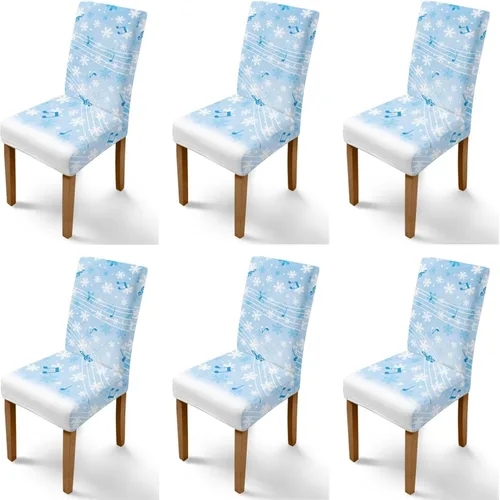 Vista 101 de Rnyleeg Fundas navideñas para sillas de comedor, fundas de asiento de comedor con estampado de campanas brillantes, juego de 1 funda suave y lavable