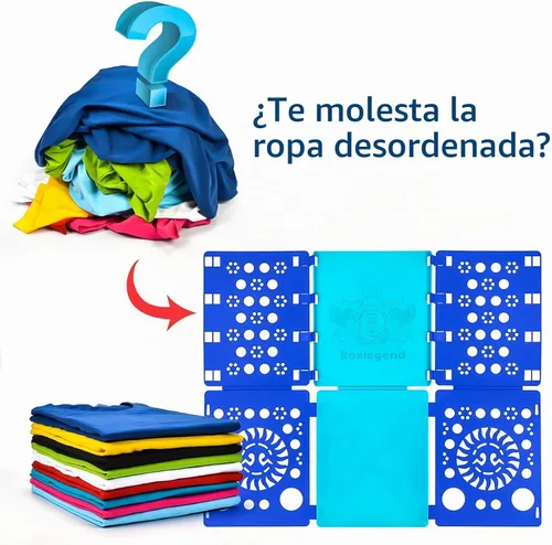 Vista 3 de BoxLegend Versión 3 Tabla Plegable para Camisas y Camisetas, Doblador de Ropa, Plástico Duradero, Dobladores de Lavandería, Tablas Plegables, Azul