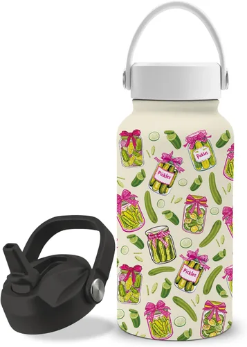 Vista 11 de Botella de agua de contabilidad de 25 onzas con tapa de popote y tapa de bebida directa, botellas de agua de acero inoxidable contables, botella