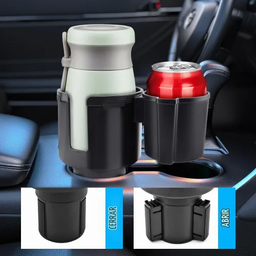 Vista 4 de Expansor de portavasos de automóvil 2 en 1, adaptador extensor ajustable para automóvil con base antideslizante, extensor de portavasos antiderrames