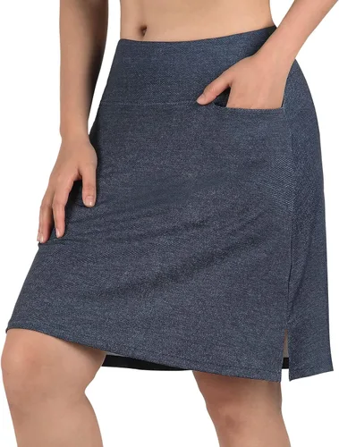 Vista 3 de beroy Faldas cortas para mujer, falda de 20 pulgadas hasta la rodilla para mujer, falda deportiva con pantalones cortos