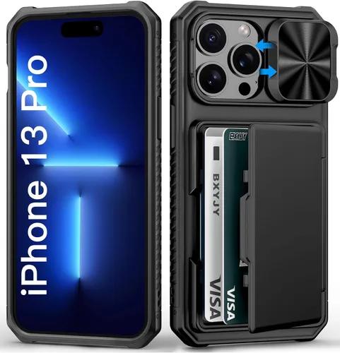 Vista 13 de BXYJY Funda tipo cartera para iPhone 15 Pro, tarjetero (4-5 tarjetas)