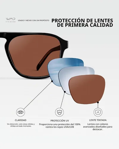Vista 5 de wearme Pro - Lentes de sol polarizados, estilo aviador moderno, con un puente, cuadrados, para hombre Lente tintada negra/roja