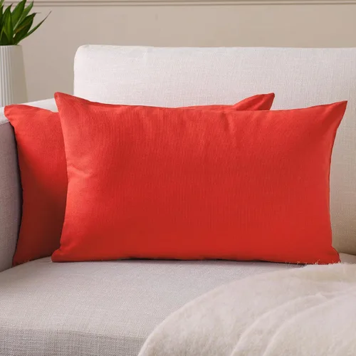 Vista 54 de Encasa XO Juego de 2 fundas de almohada de 12 x 12 pulgadas, color beige, sin rellenos, fundas de almohada de algodón para sala de estar, cama