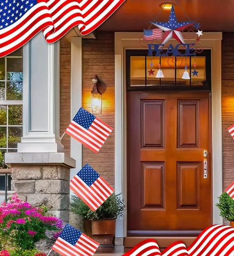 Vista 5 de CoTa Global Campanilla de viento de la paz con la bandera de Estados Unidos, diseño patriótico para interiores o exteriores, decoración del hogar